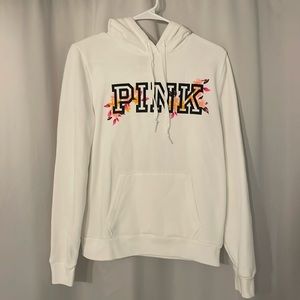 White PINK floral hoodie